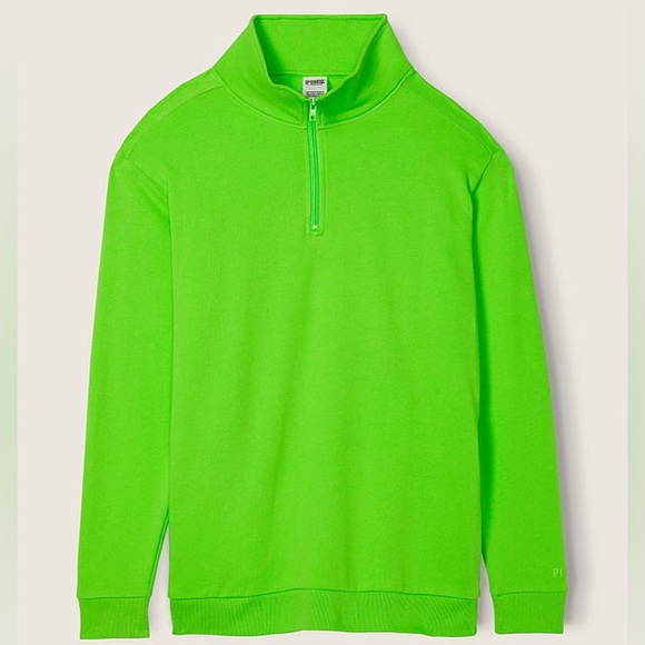 VS VICTORIAS SECRET PINK CAMPUS HALF ZIP PULLOVER SWEATER JACKET TOP GREEN XXL - Picture 5 of 6